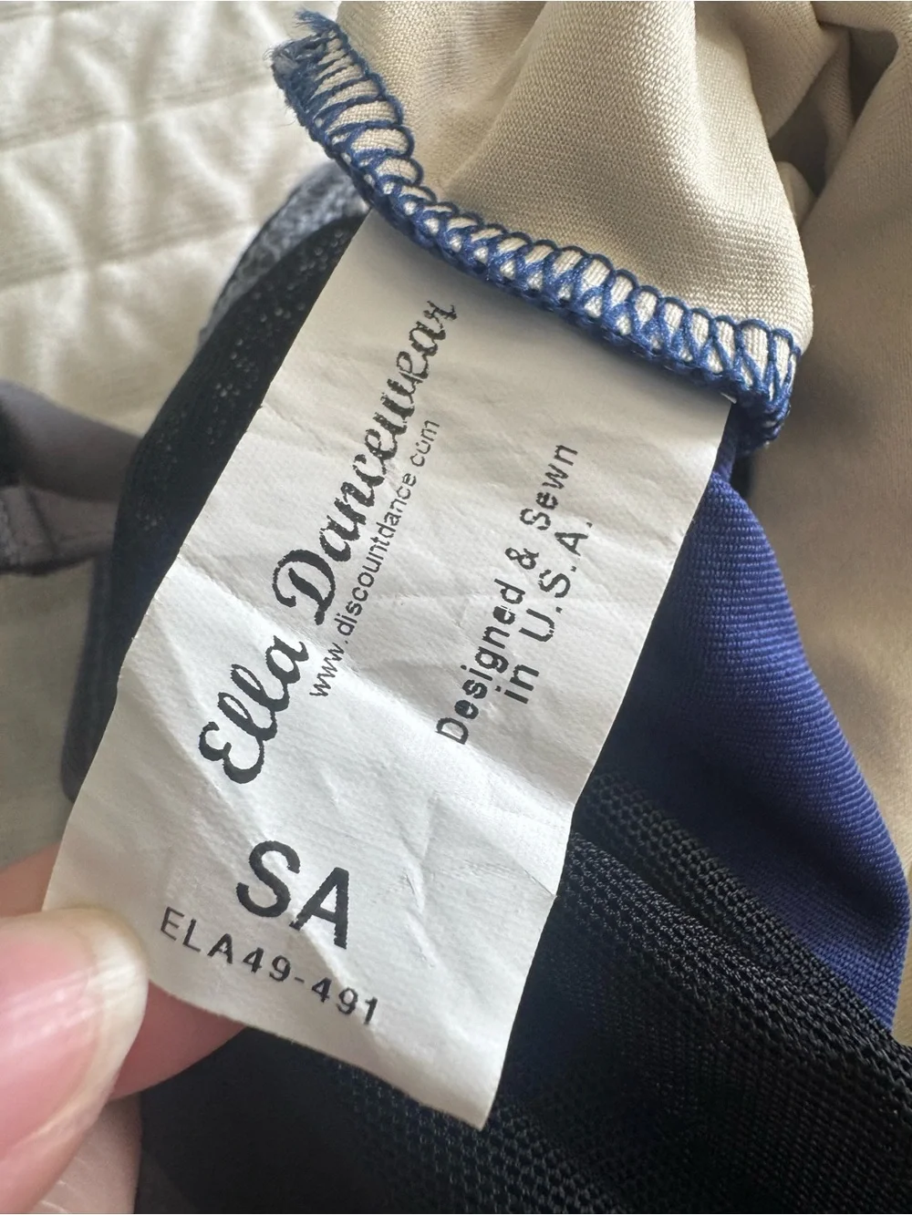 Ella Dancewear Two-Tone Blue and Gray Leotard with Black Mesh Accents